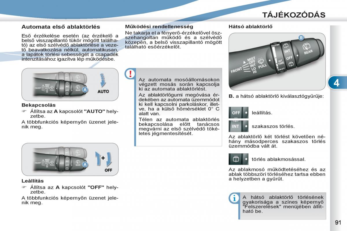 Peugeot 4007 Kezelesi utmutato / page 93