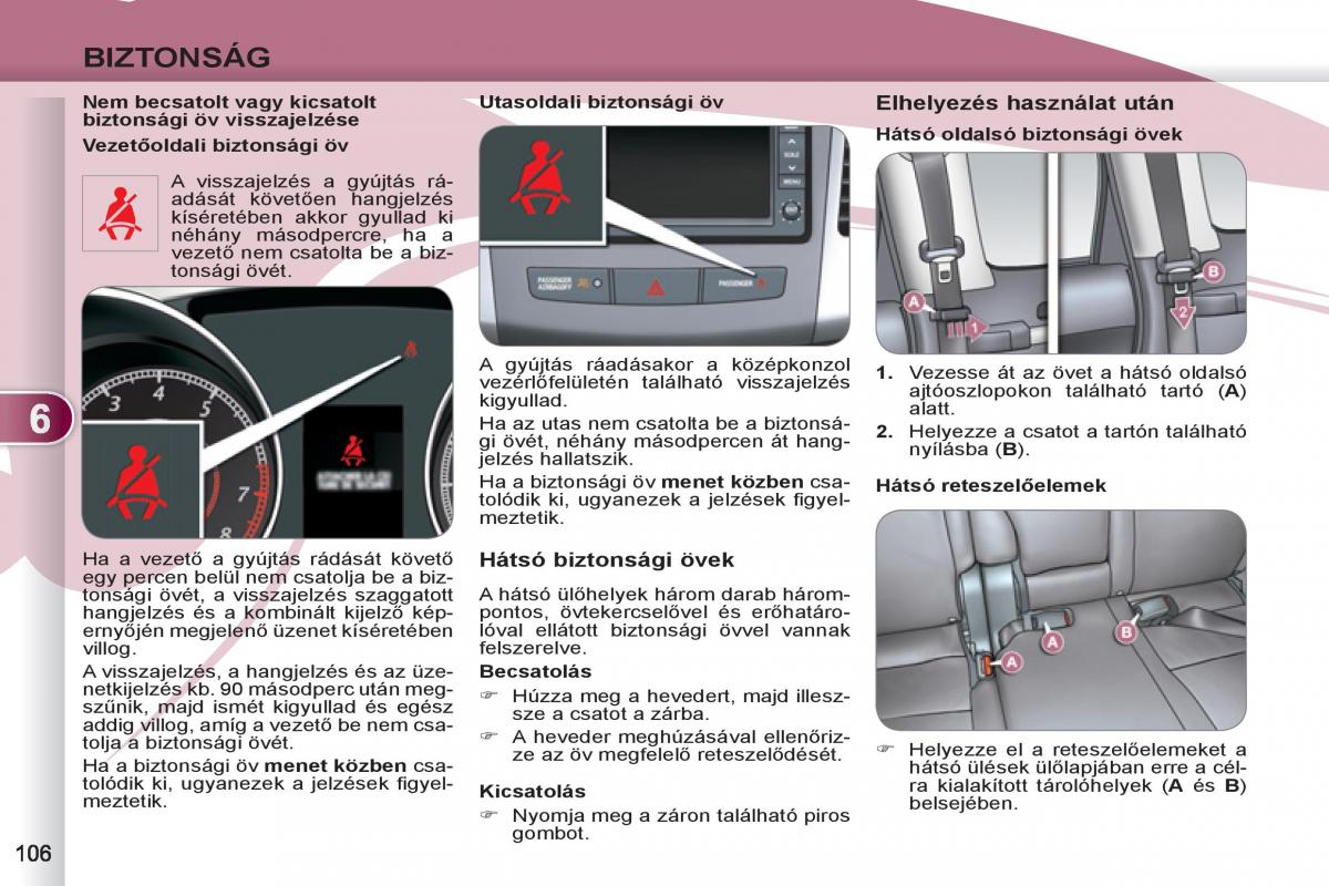 Peugeot 4007 Kezelesi utmutato / page 108