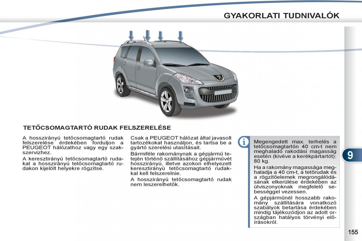 Peugeot 4007 Kezelesi utmutato / page 157