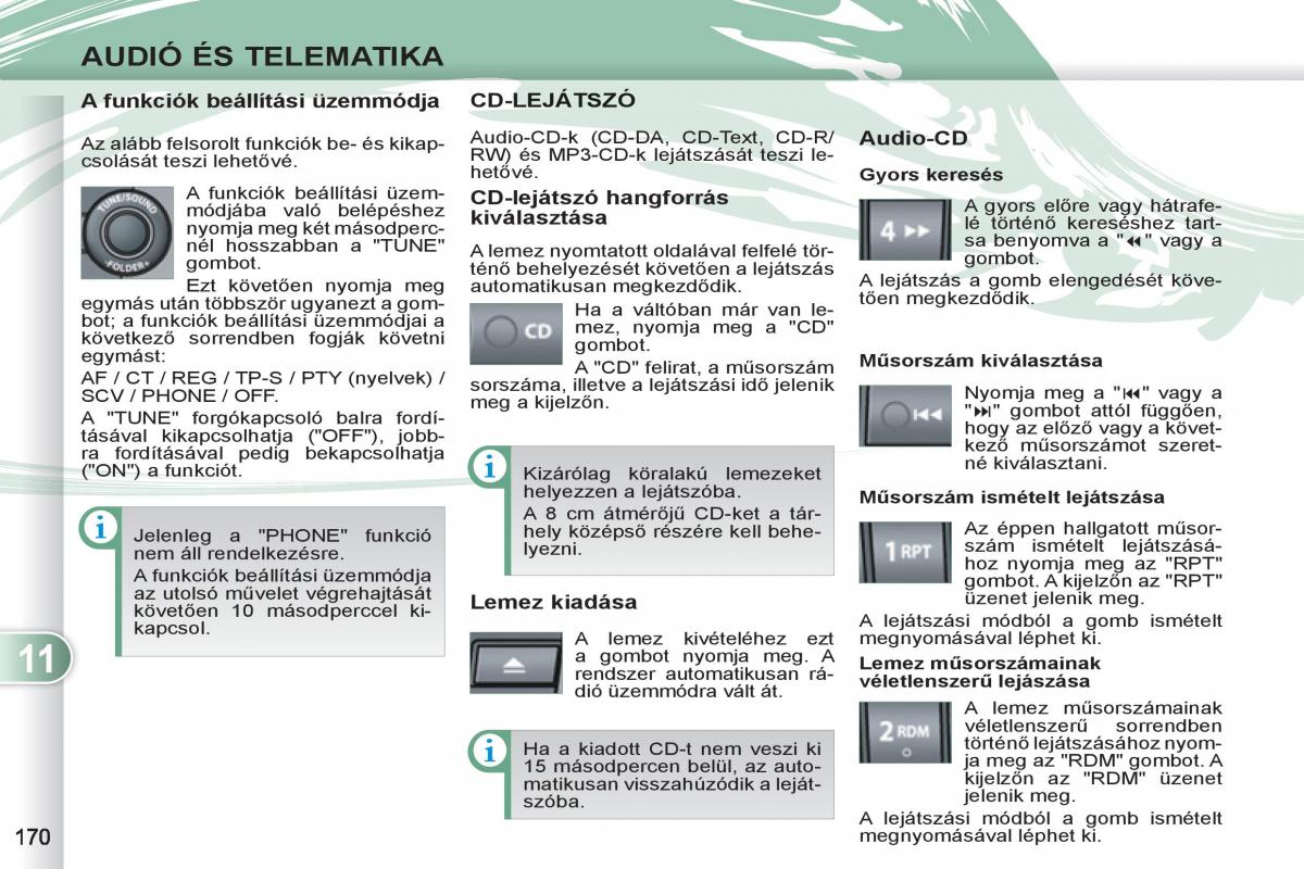 Peugeot 4007 Kezelesi utmutato / page 172