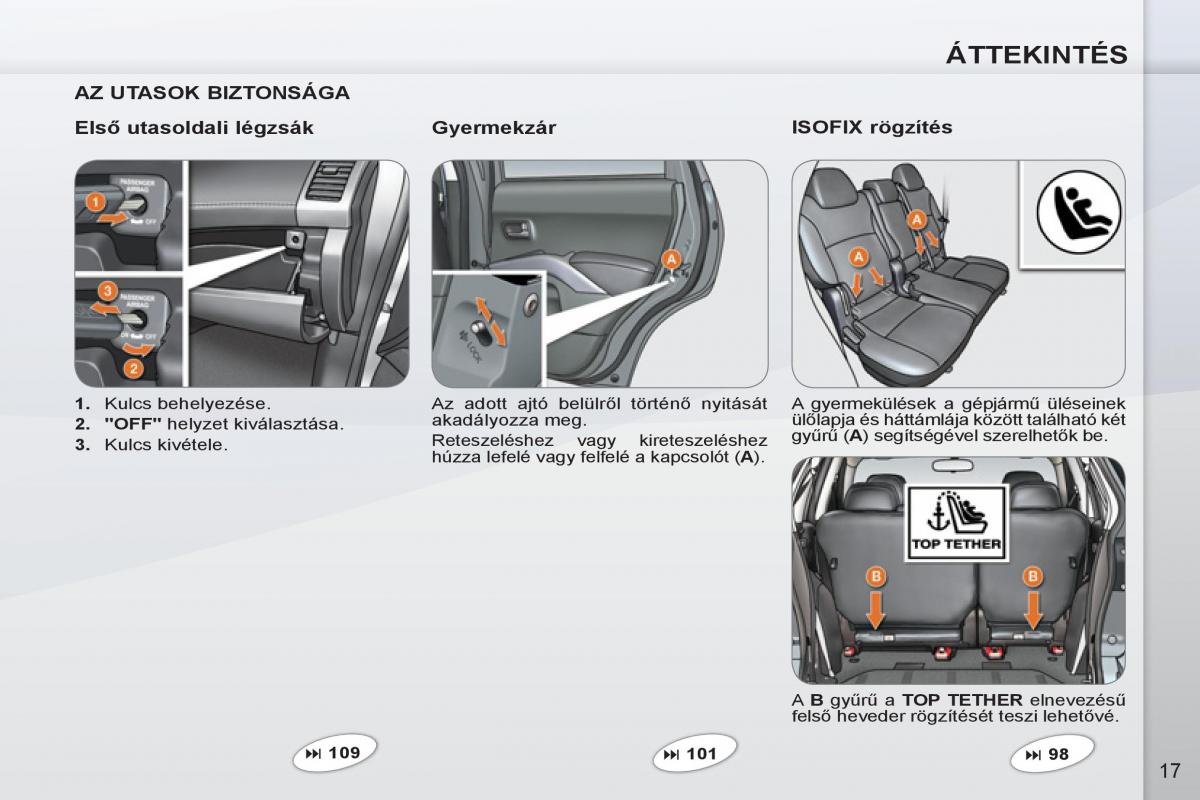 Peugeot 4007 Kezelesi utmutato / page 19