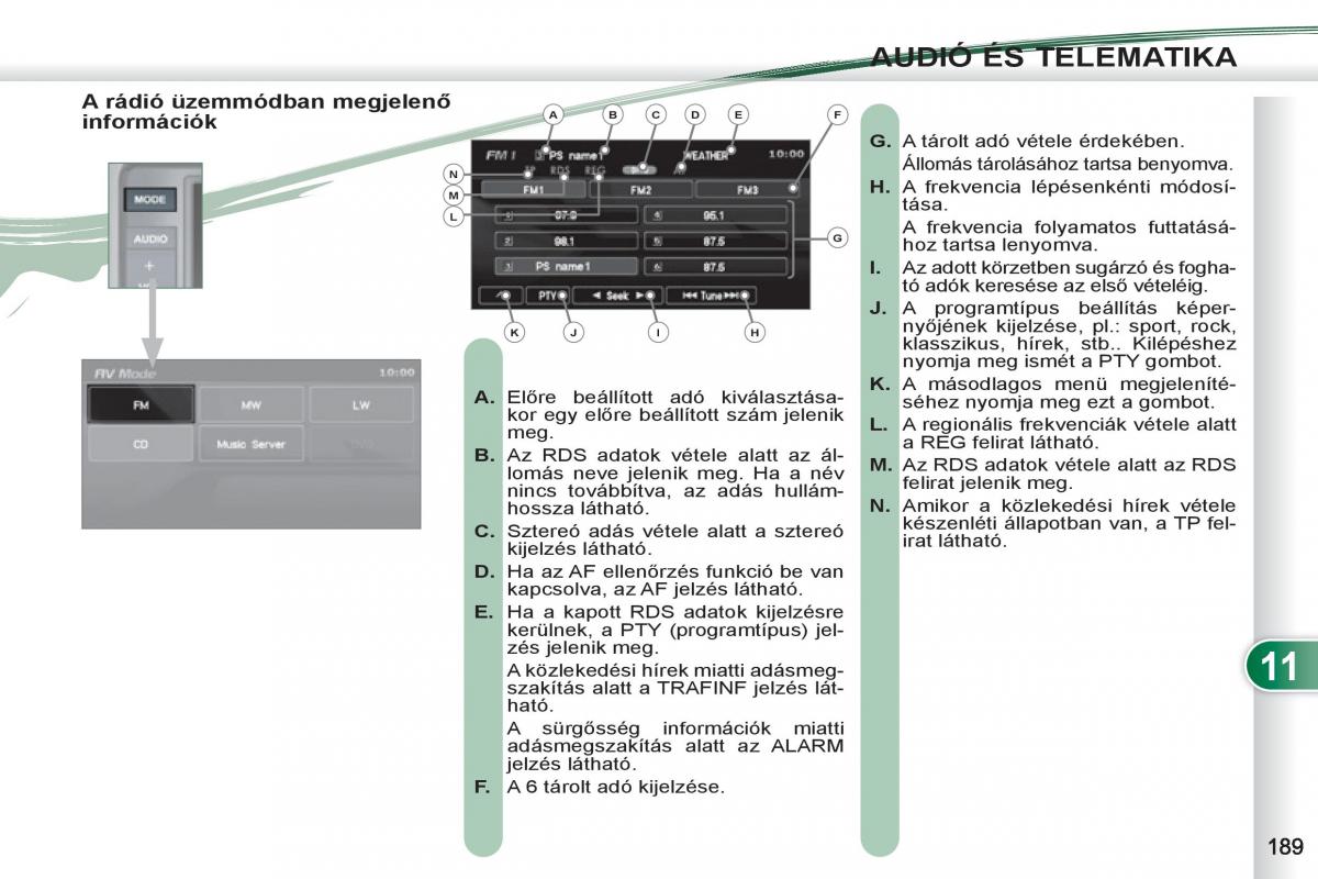 Peugeot 4007 Kezelesi utmutato / page 191