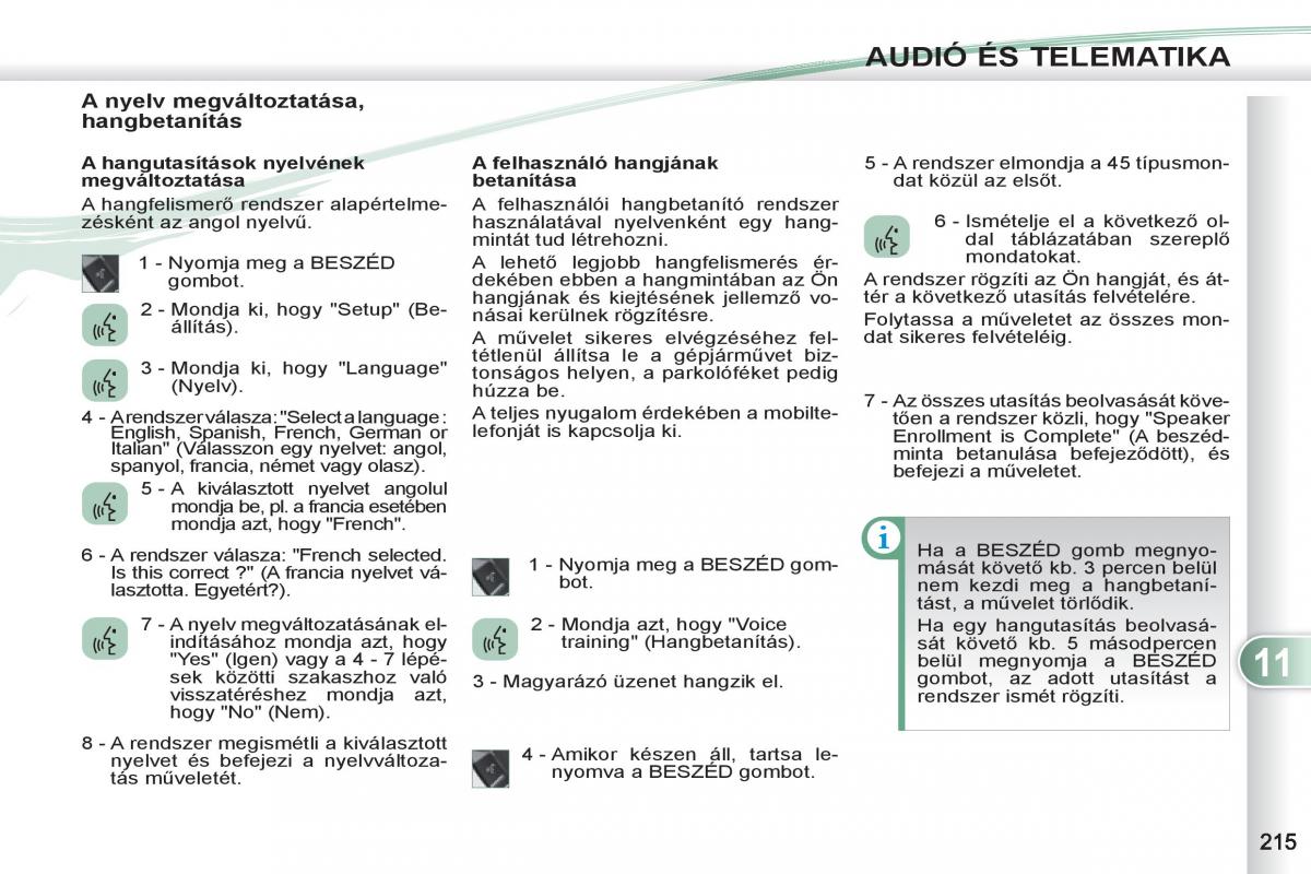 Peugeot 4007 Kezelesi utmutato / page 217