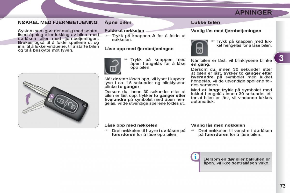 Peugeot 4007 bruksanvisningen / page 75