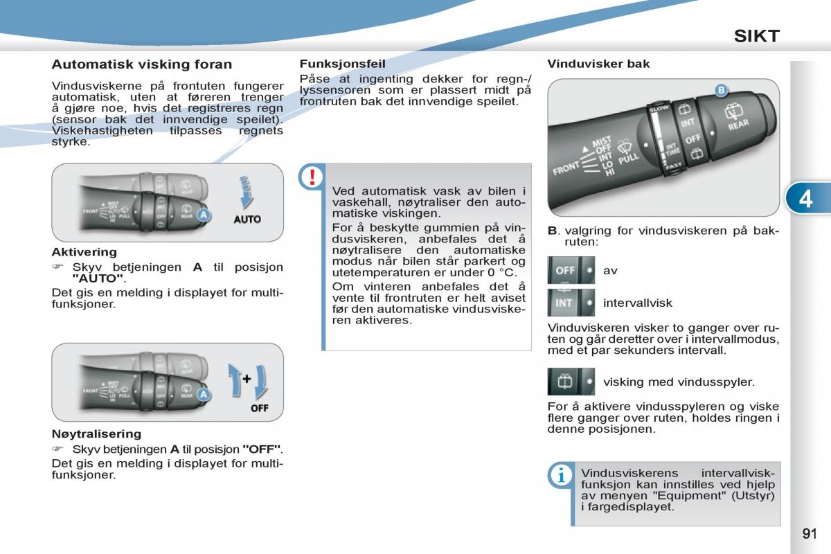 Peugeot 4007 bruksanvisningen / page 93