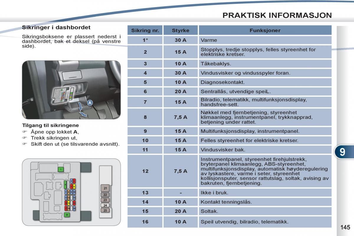 Peugeot 4007 bruksanvisningen / page 147