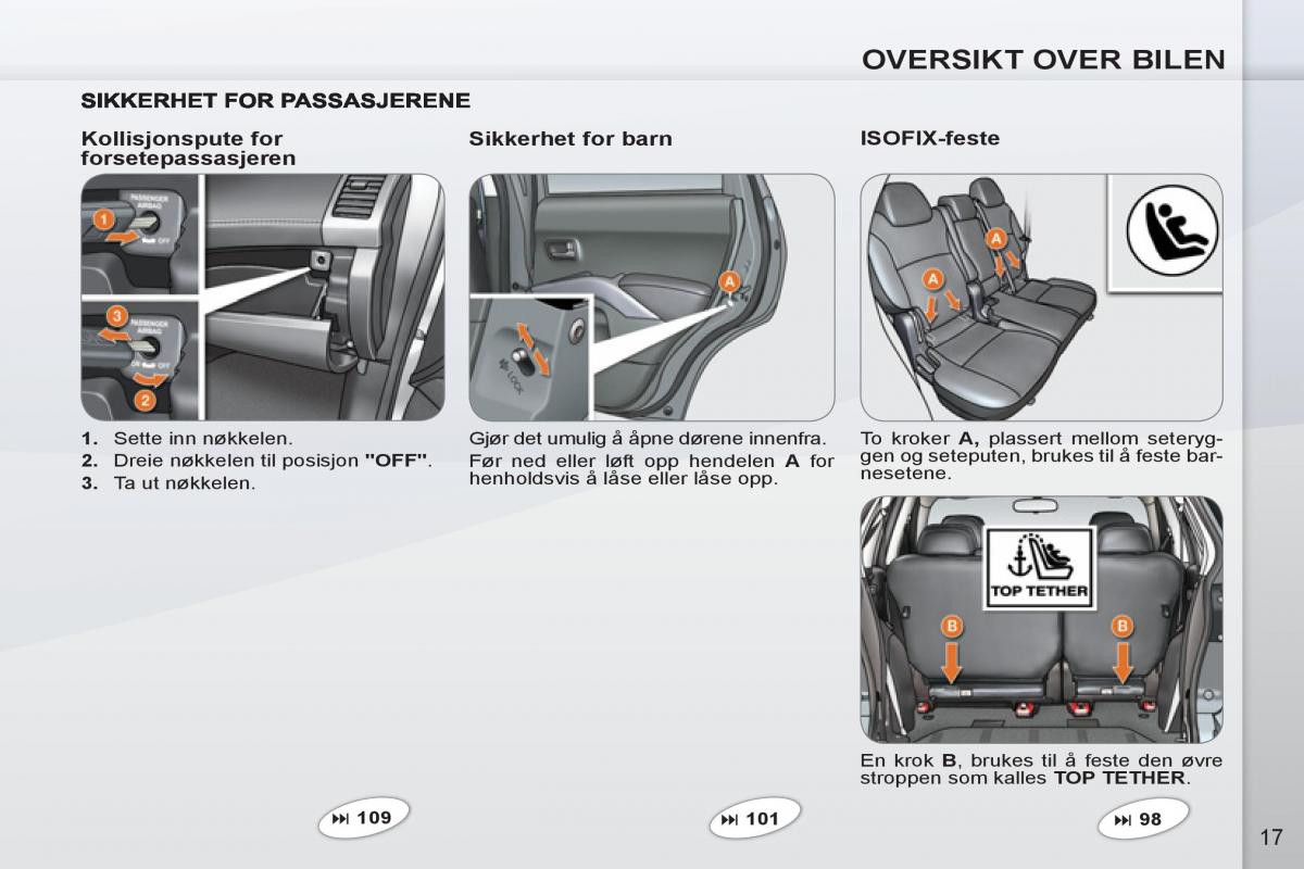 Peugeot 4007 bruksanvisningen / page 19