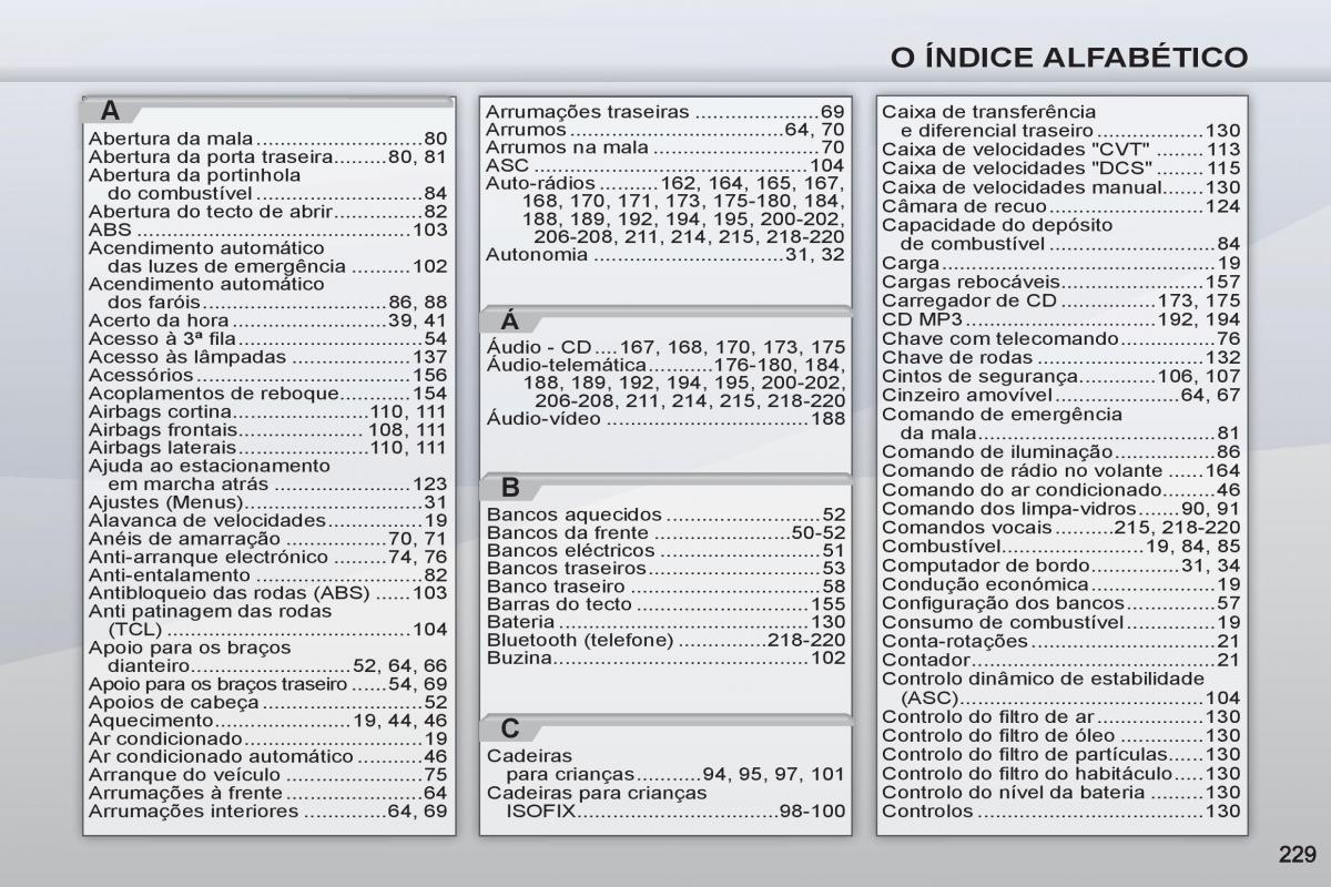 Peugeot 4007 manual del propietario / page 231