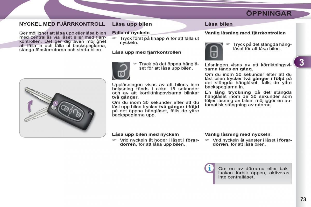 Peugeot 4007 instruktionsbok / page 75