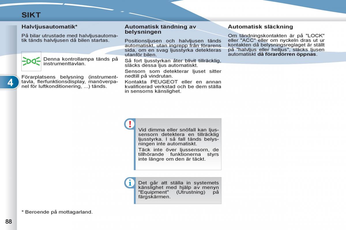 Peugeot 4007 instruktionsbok / page 90