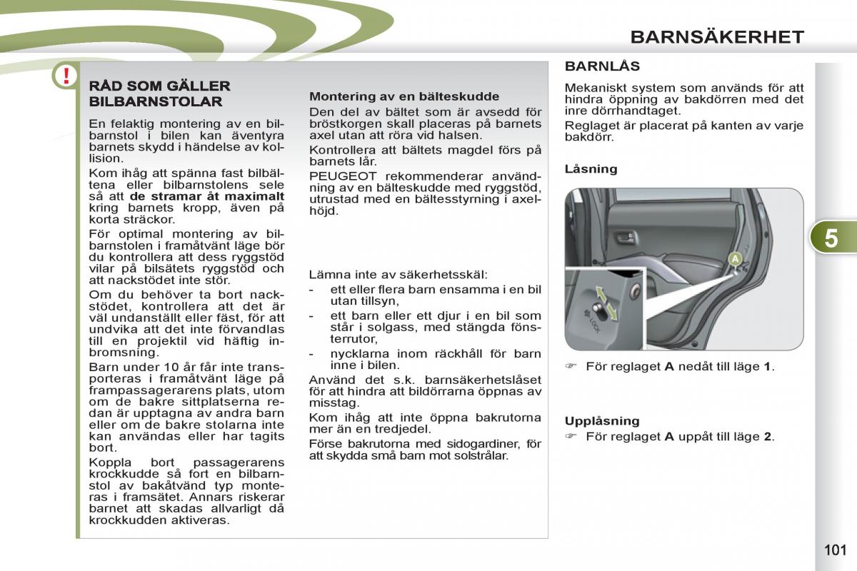 Peugeot 4007 instruktionsbok / page 103