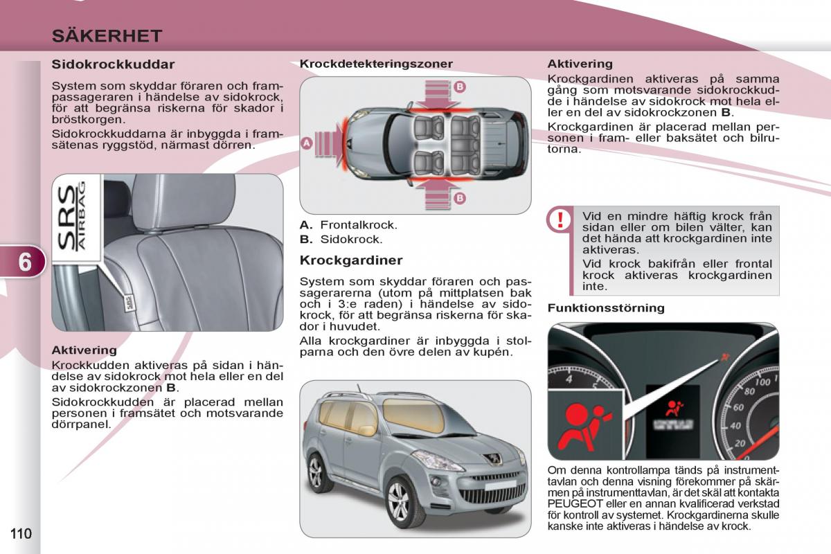 Peugeot 4007 instruktionsbok / page 112