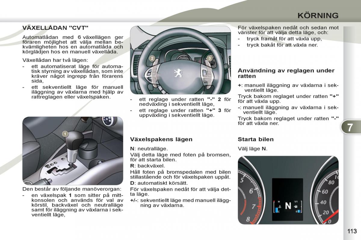 Peugeot 4007 instruktionsbok / page 115