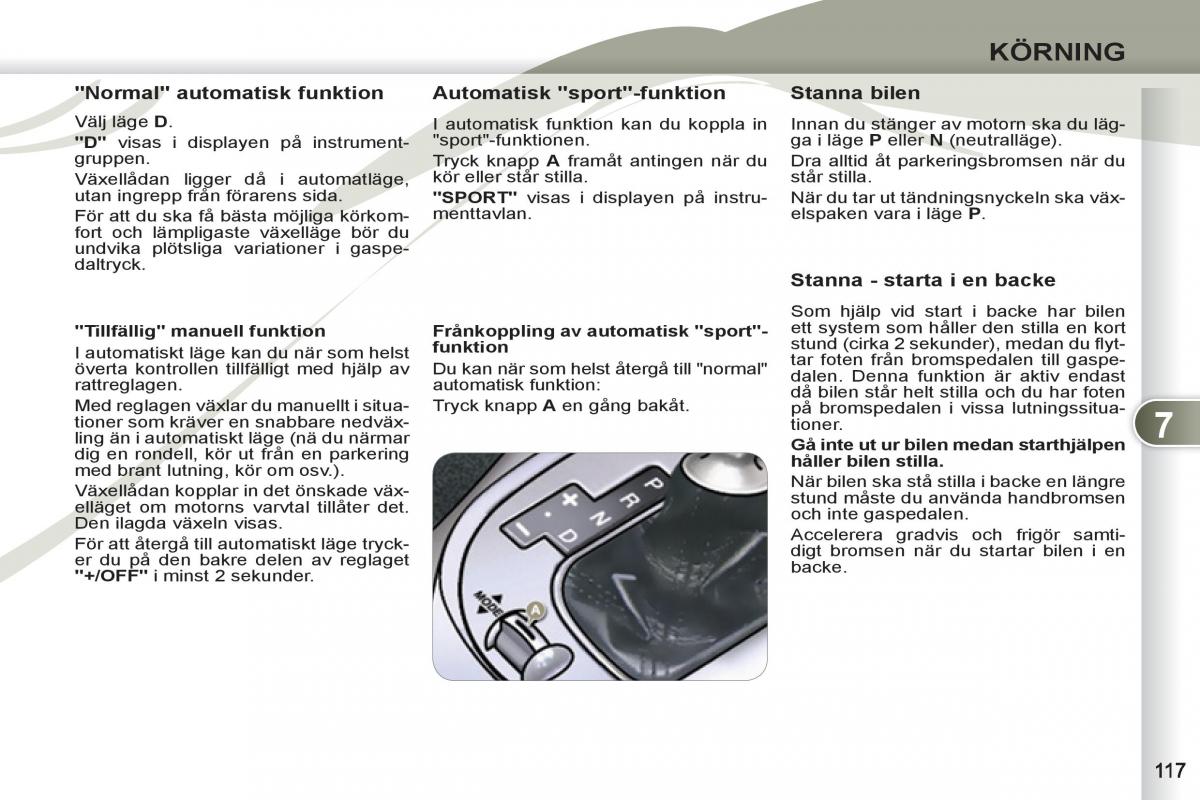 Peugeot 4007 instruktionsbok / page 119