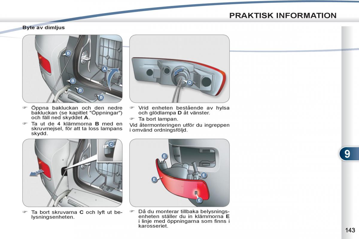 Peugeot 4007 instruktionsbok / page 145