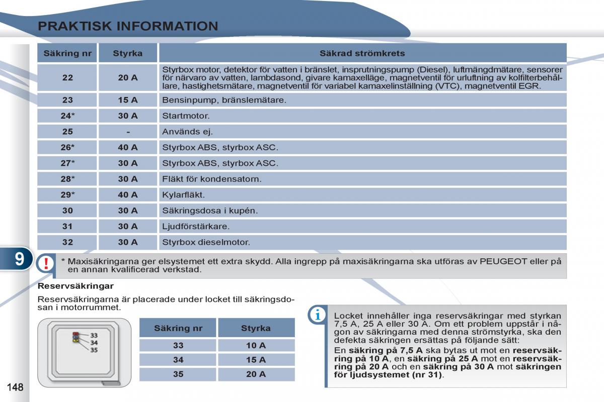 Peugeot 4007 instruktionsbok / page 150