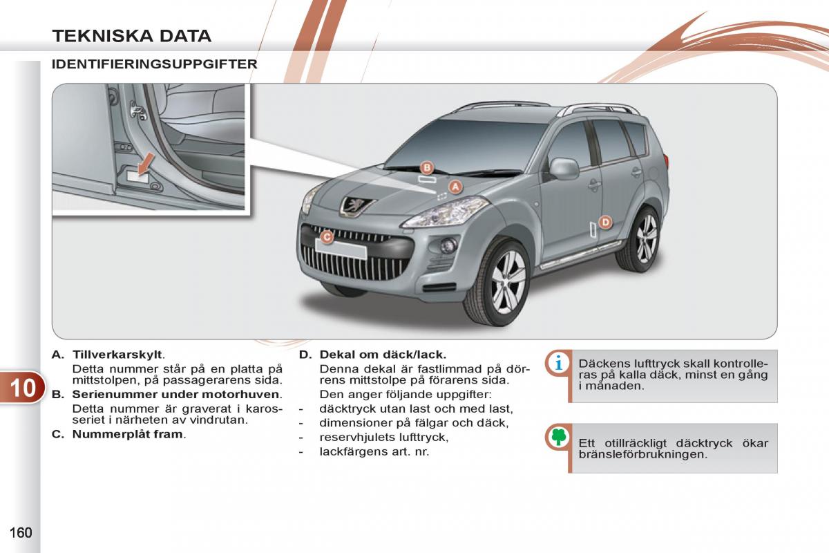 Peugeot 4007 instruktionsbok / page 162