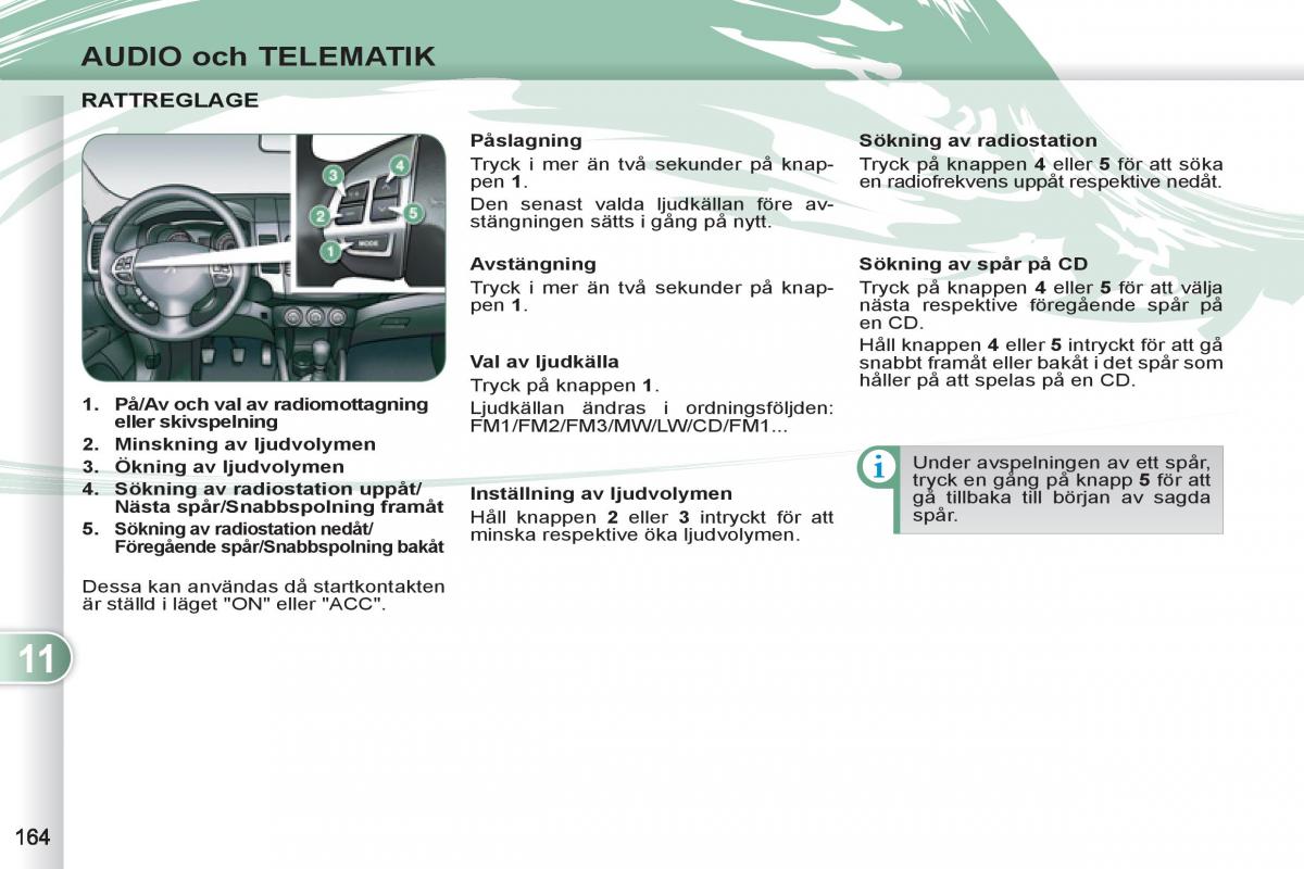 Peugeot 4007 instruktionsbok / page 166