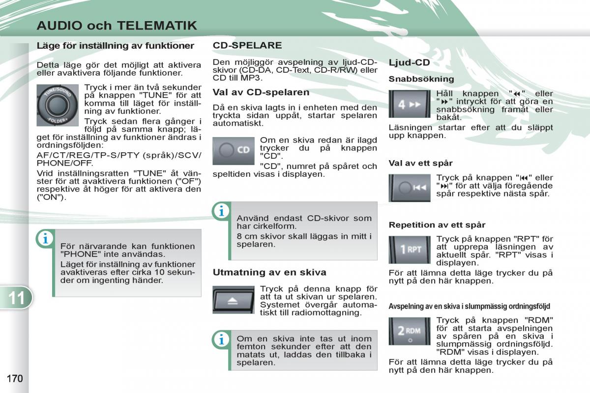 Peugeot 4007 instruktionsbok / page 172