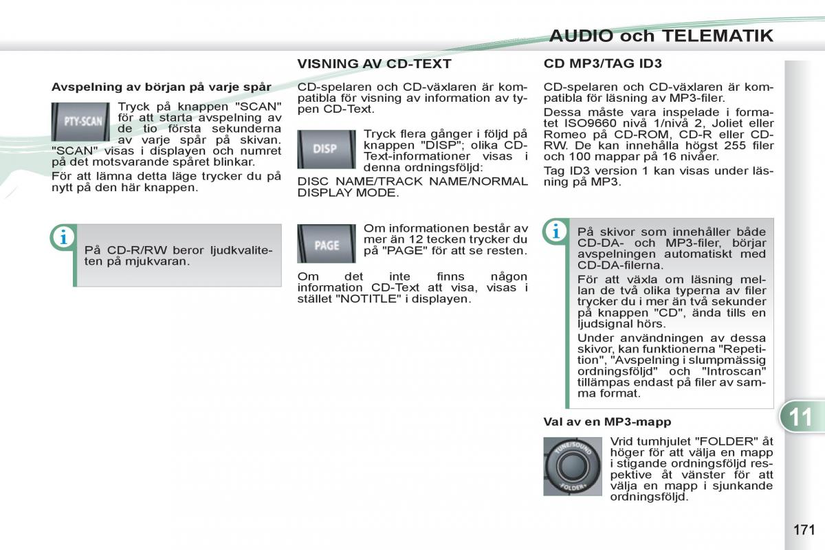 Peugeot 4007 instruktionsbok / page 173