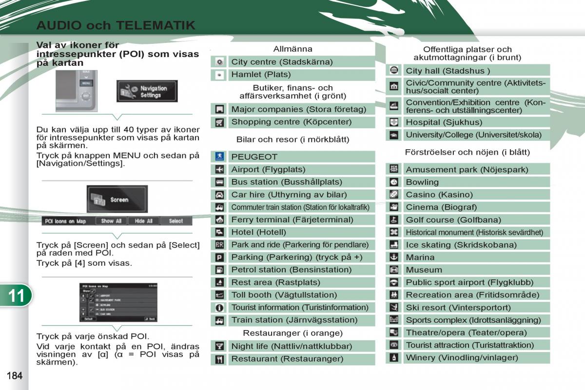 Peugeot 4007 instruktionsbok / page 186