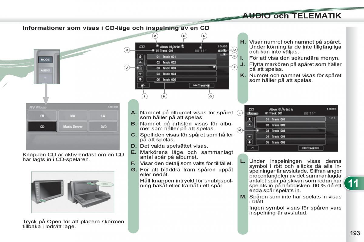 Peugeot 4007 instruktionsbok / page 195