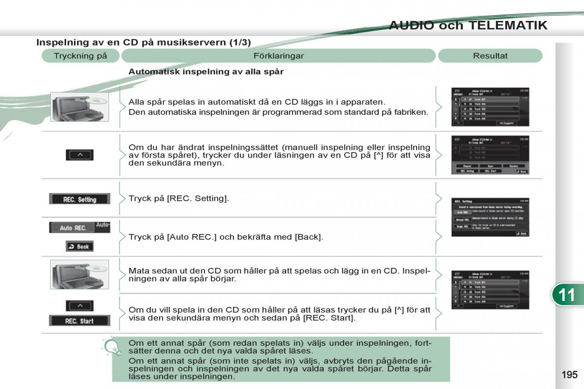 Peugeot 4007 instruktionsbok / page 197