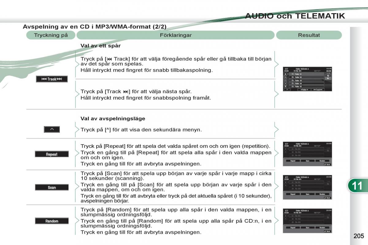 Peugeot 4007 instruktionsbok / page 207