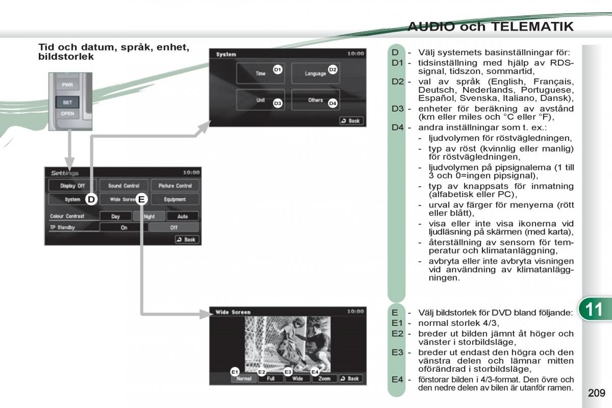 Peugeot 4007 instruktionsbok / page 211