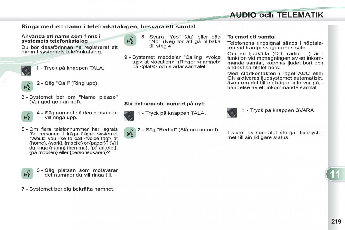 Peugeot 4007 instruktionsbok / page 221