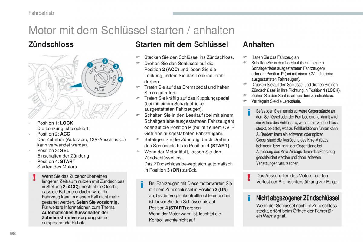 Peugeot 4008 Handbuch / page 100