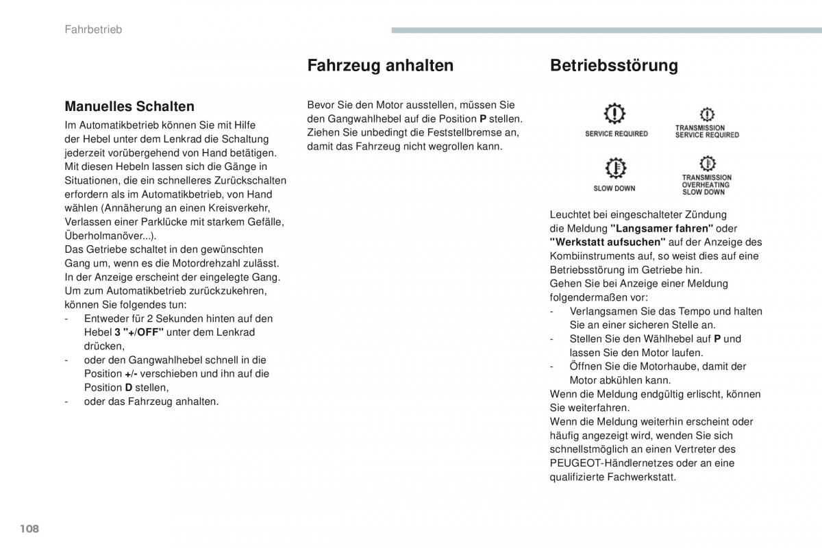 Peugeot 4008 Handbuch / page 110