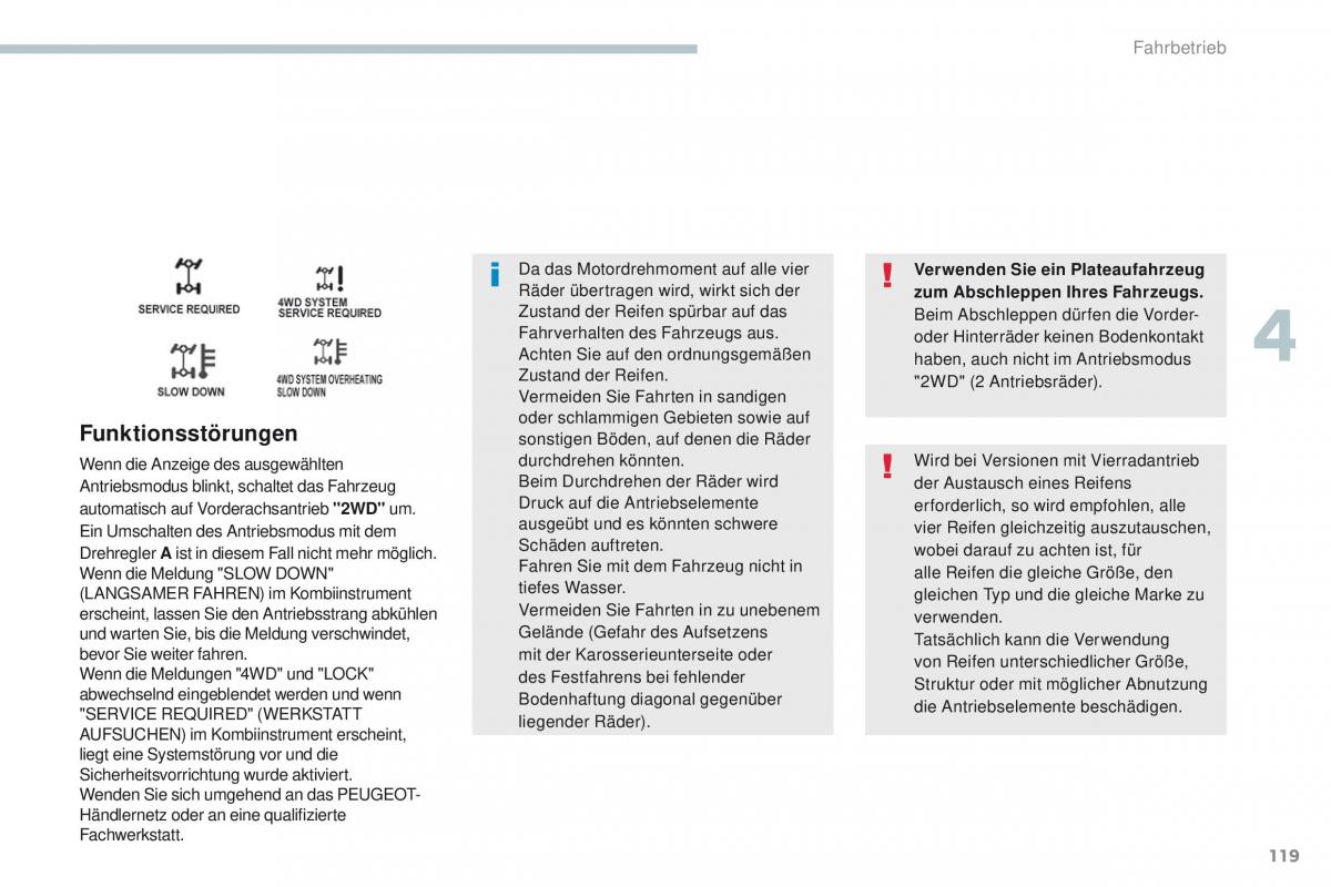 Peugeot 4008 Handbuch / page 121