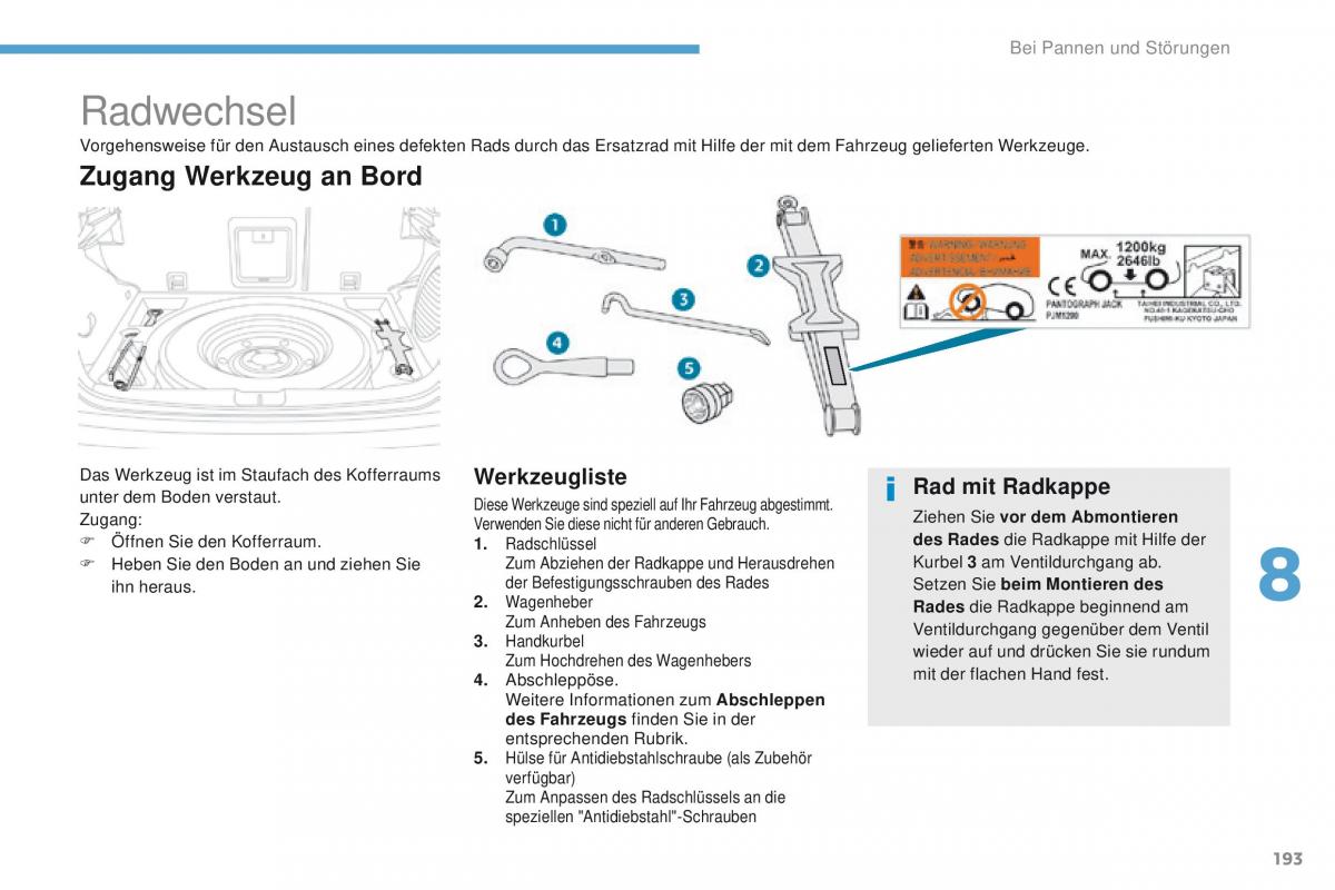 Peugeot 4008 Handbuch / page 195
