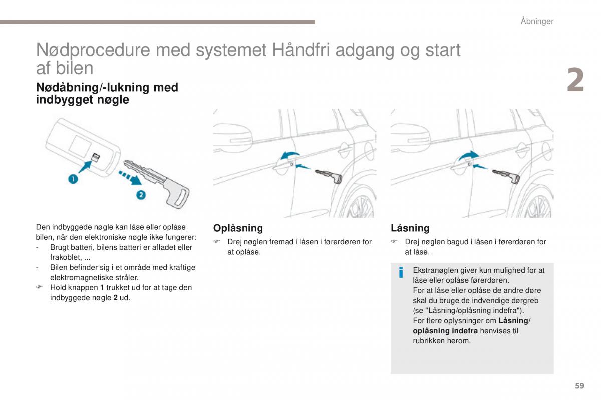 Peugeot 4008 Bilens instruktionsbog / page 61