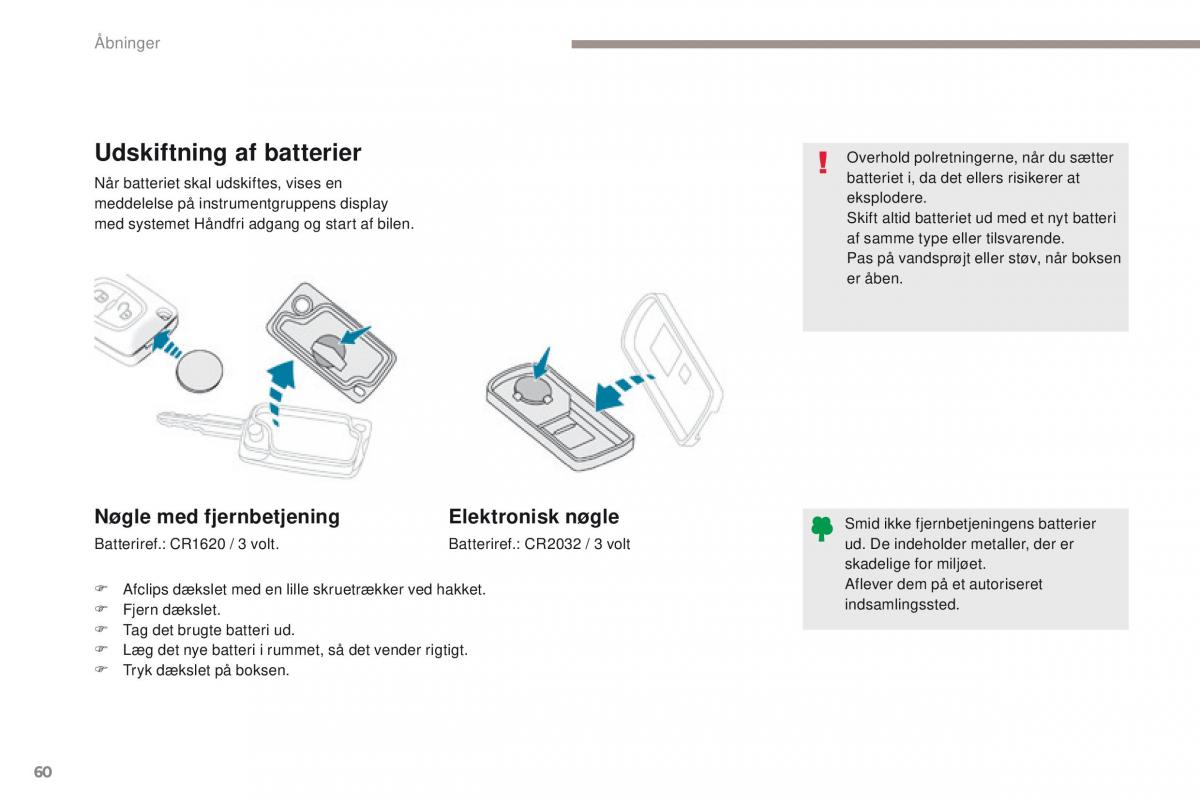 Peugeot 4008 Bilens instruktionsbog / page 62