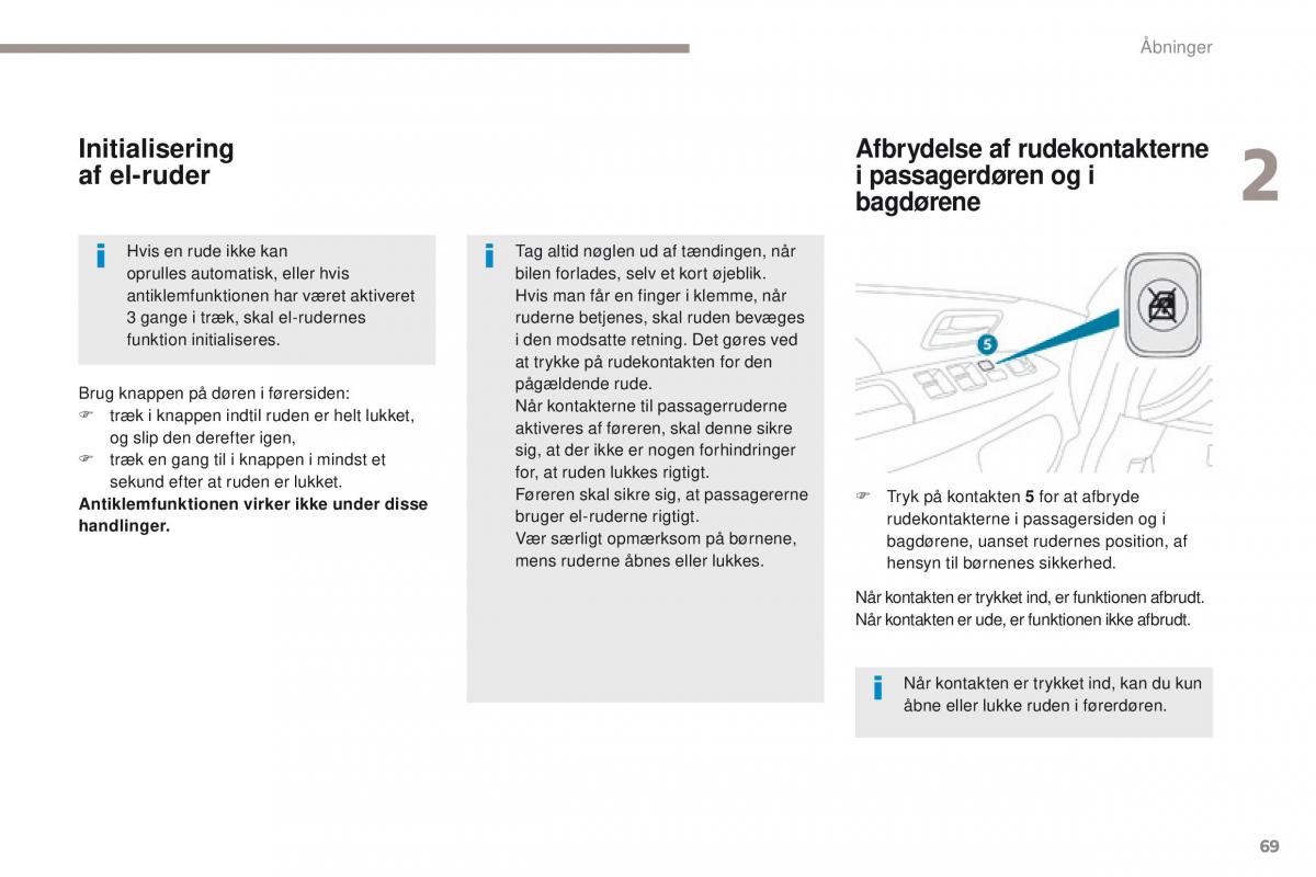 Peugeot 4008 Bilens instruktionsbog / page 71