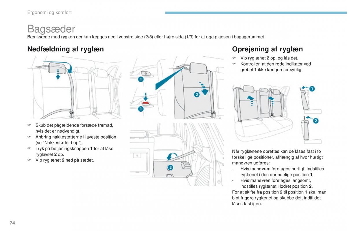 Peugeot 4008 Bilens instruktionsbog / page 76