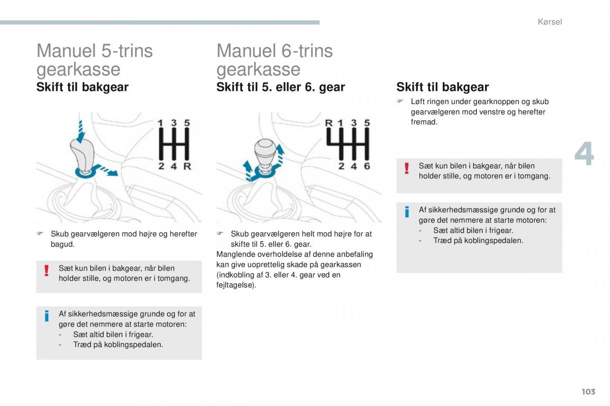 Peugeot 4008 Bilens instruktionsbog / page 105