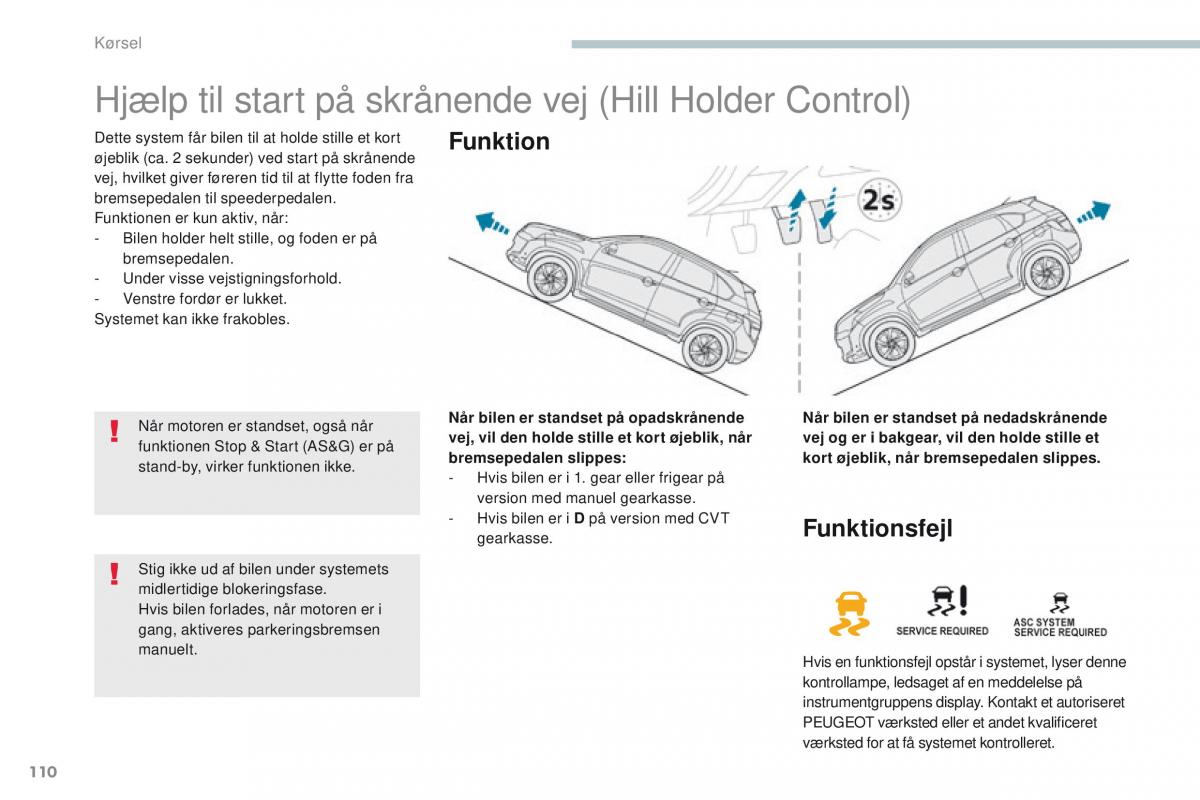 Peugeot 4008 Bilens instruktionsbog / page 112