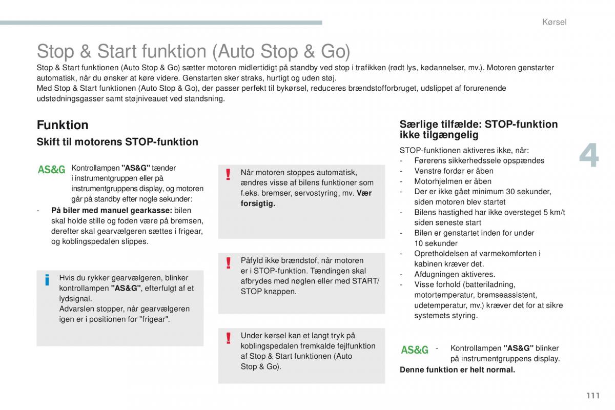 Peugeot 4008 Bilens instruktionsbog / page 113