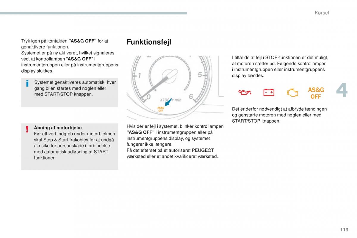 Peugeot 4008 Bilens instruktionsbog / page 115