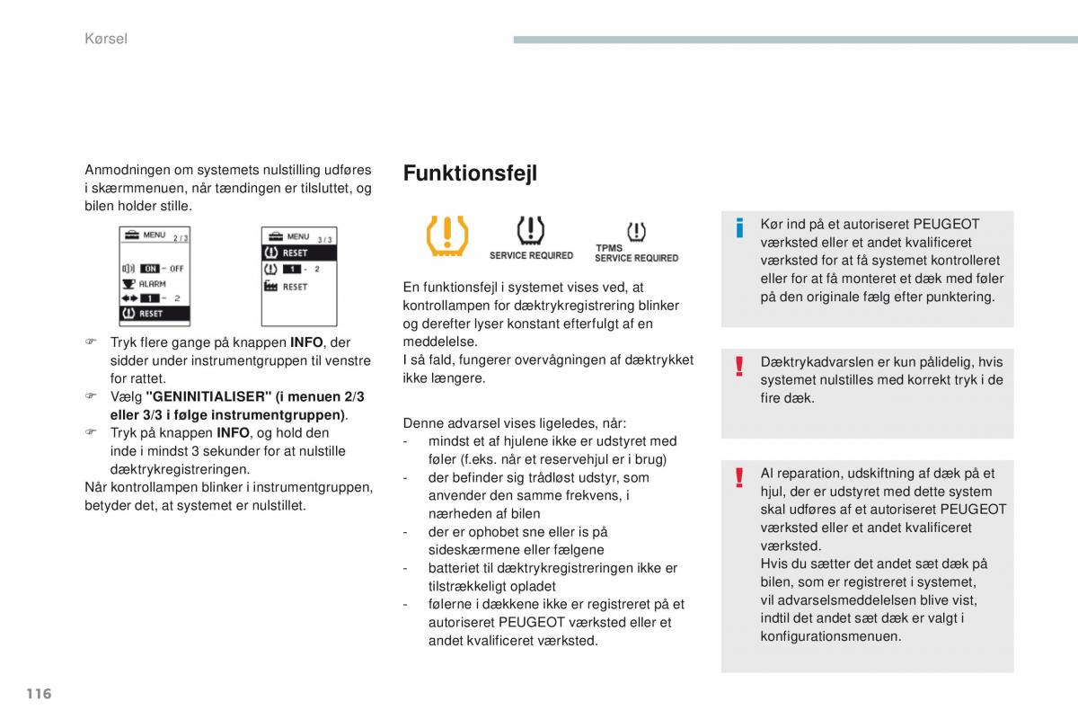 Peugeot 4008 Bilens instruktionsbog / page 118