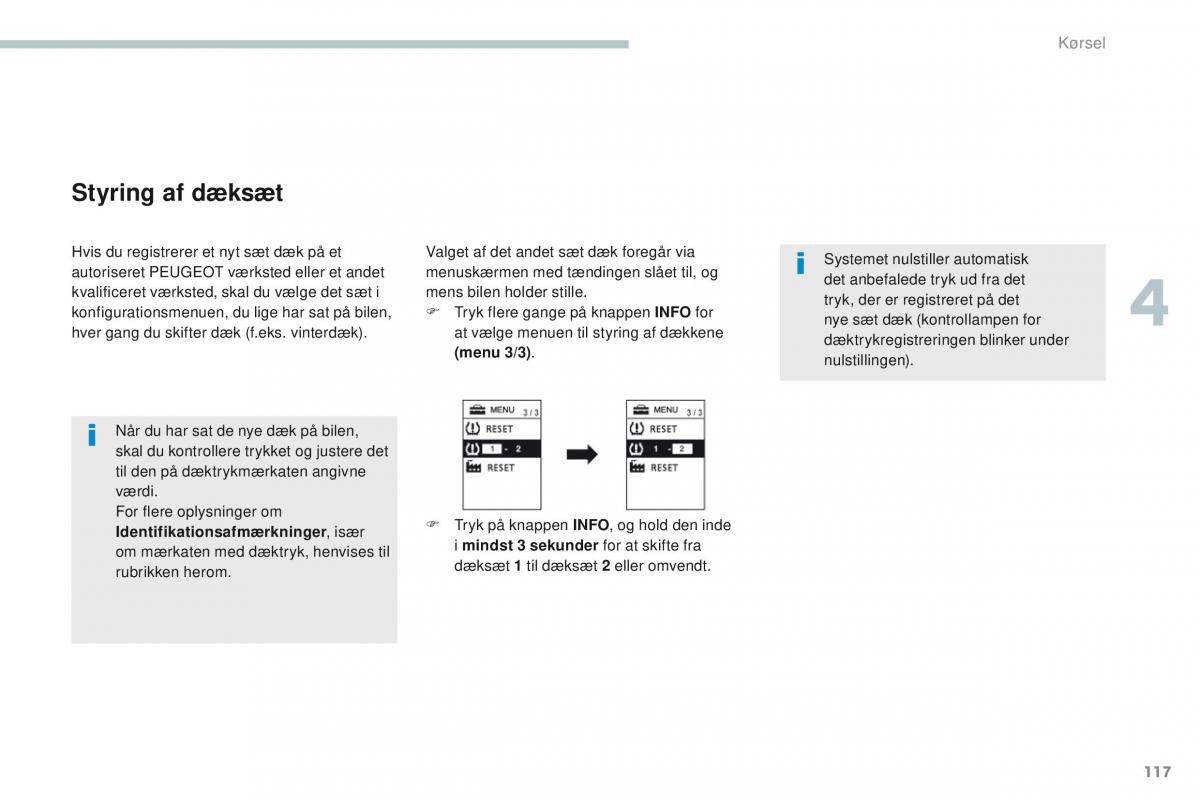 Peugeot 4008 Bilens instruktionsbog / page 119