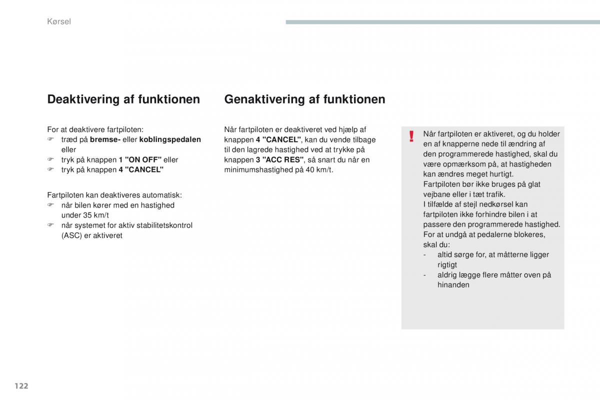 Peugeot 4008 Bilens instruktionsbog / page 124