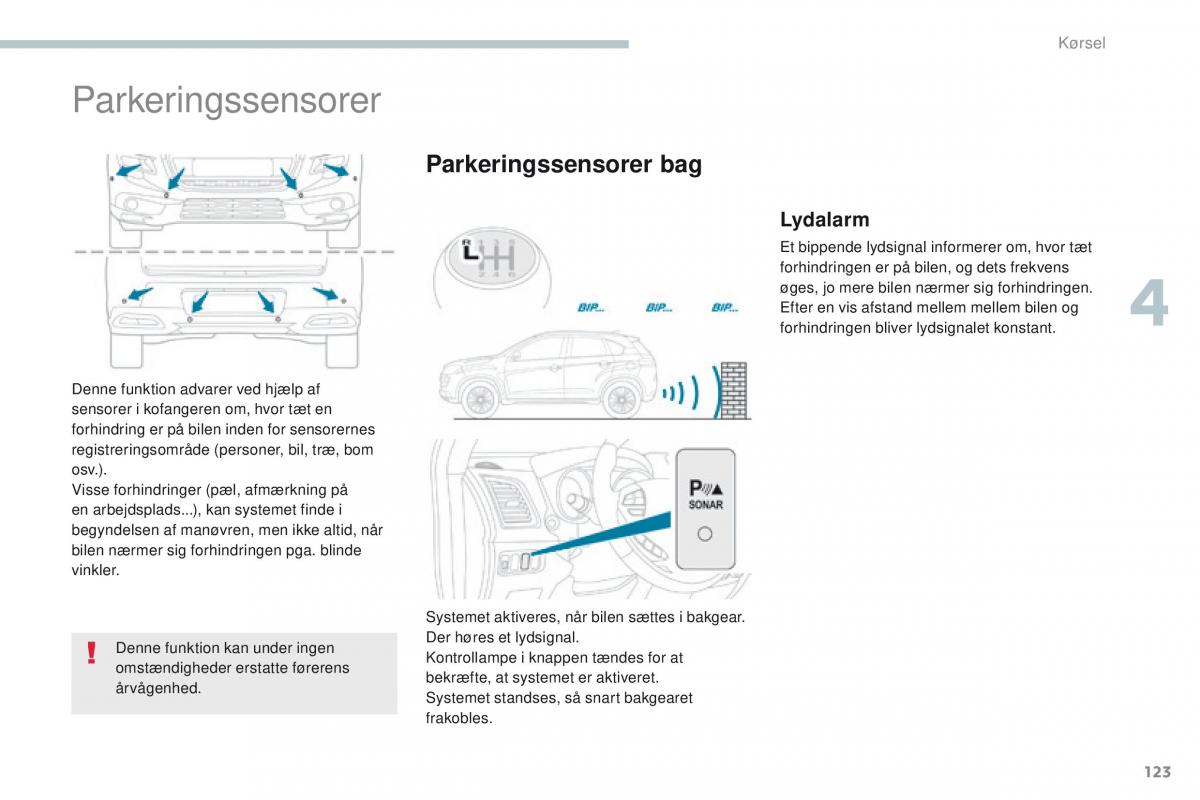 Peugeot 4008 Bilens instruktionsbog / page 125