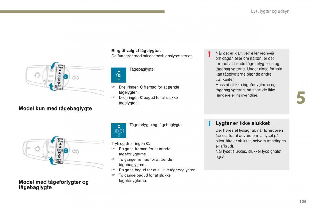 Peugeot 4008 Bilens instruktionsbog / page 131