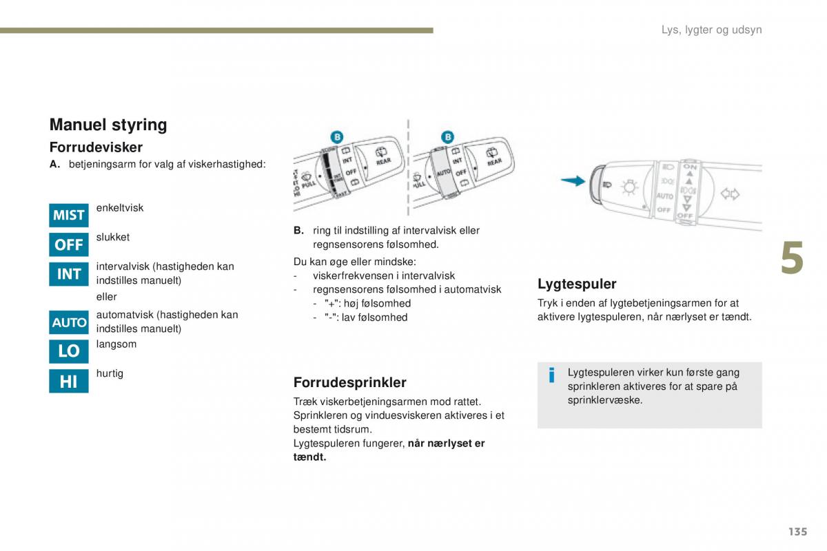 Peugeot 4008 Bilens instruktionsbog / page 137