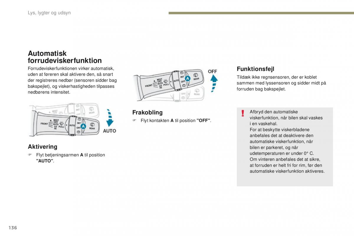 Peugeot 4008 Bilens instruktionsbog / page 138