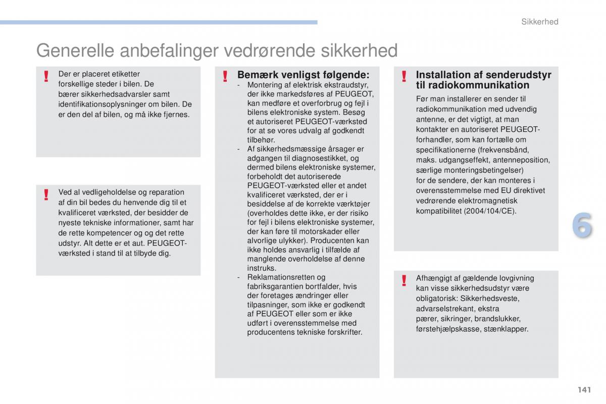 Peugeot 4008 Bilens instruktionsbog / page 143